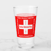Verre Fête nationale suisse en quatre langues Drapeau su (Dos)