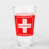 Verre Fête nationale suisse en quatre langues Drapeau su (Devant)