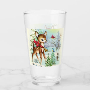 Verre fête vintage Noël rennes vacances