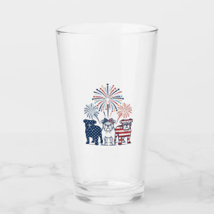 Verre Feu d'artifice de bouledogue patriotique dessin ve
