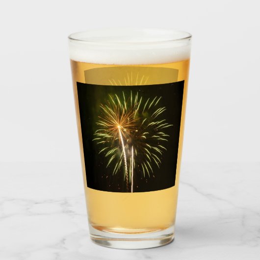 Verre Feu d'artifice vert et or Fête de vacances (Dos (rempli))