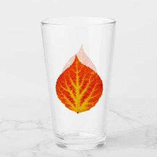 Verre Feuille d'Aspen rouge et jaune #10