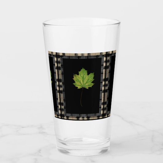 VERRE FEUILLES VERTES SUR NOIR (Devant)