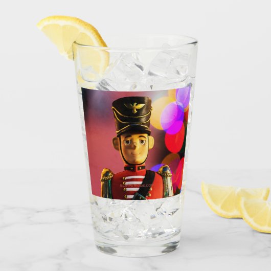 Verre figurine de soldat de jouets de Noël SlipperyJoe g (Devant glace)