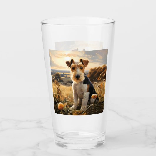 Verre Fil Cheveux Fox Terrier En Automne Campagne (Devant)