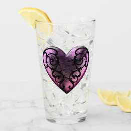Verre Filigree Goth Coeur rose