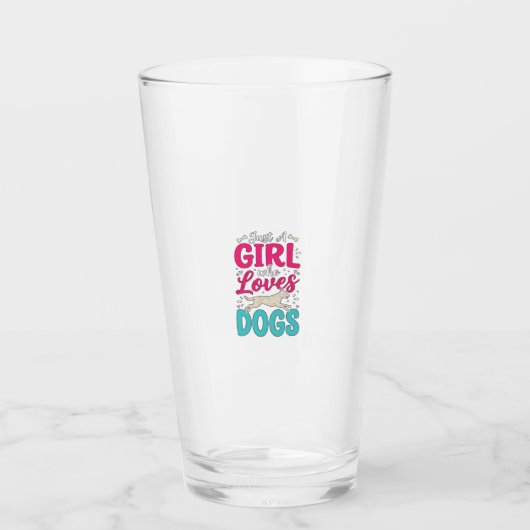 Verre Fille aime les chiens Typographie de gravure vinta (Devant)