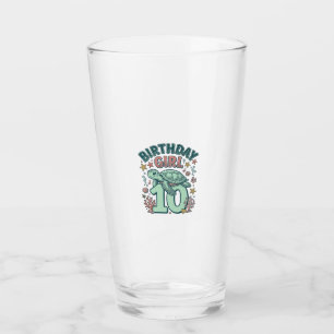 Verre Fille d'anniversaire 10 Tortue de mer Gravure vint