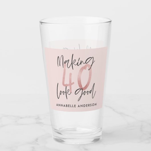 Verre Fille parties scintillant rose moderne design 40e  (Devant)