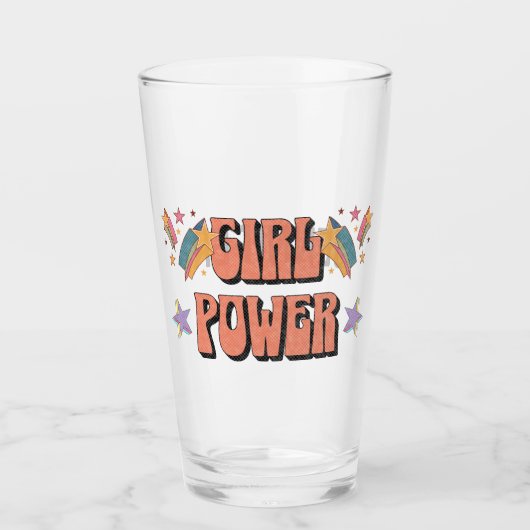 Verre Fille Power conception de texte avec étoiles (Devant)