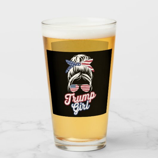 Verre Fille Trump Chignon Décoiffé Vintage Drapeau Améri (Devant (rempli))