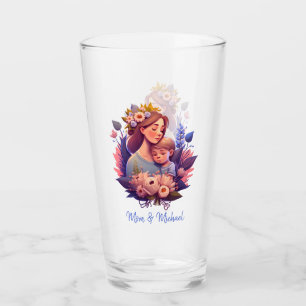 Verre Fils et mère heureux Fête des mères