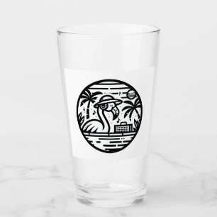 Verre Flamant rose à l'écoute de la musique - Vibes trop
