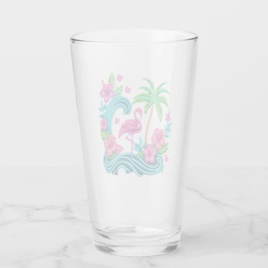Verre Flamant rose de néon tropical (Dos)