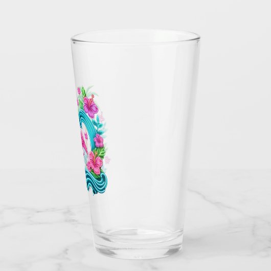 Verre Flamant rose de néon tropical (Gauche)