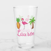 Verre Flamant rose rose ananas Tropical Palm Tree (Dos)