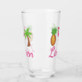 Verre Flamant rose rose ananas Tropical Palm Tree (Gauche)