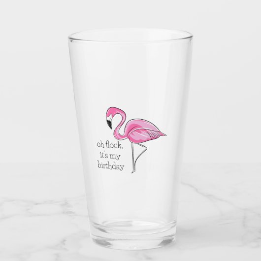 Verre Flamant rose rose Oh Flock C'est mon Anniversaire (Devant)