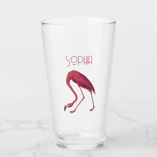 Verre Flamant rose rose vintage (Devant)