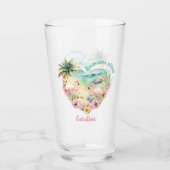 Verre Flamant rose Summer Beach Heart Tropical Hawaii No (Devant)