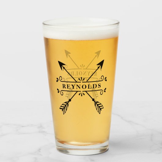 Verre Flèches croisées rustiques avec nom ID615 (Devant (rempli))