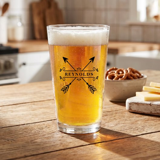 Verre Flèches croisées rustiques avec nom ID615