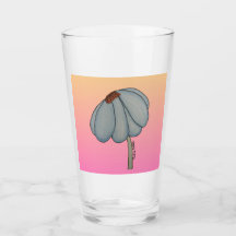Fleur bleue sur fond rose