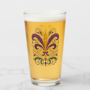 Verre Fleur de lis jaune et vert violet
