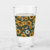 Verre Fleur de soleil blanche et jaune (Devant)