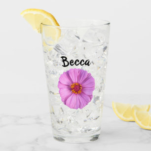 Verre Fleur de Zinnia Rose Élégante Personnalisée