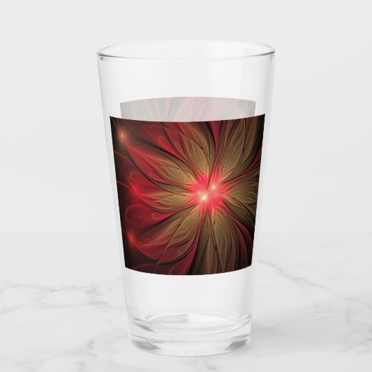 Verre Fleur fractale de fansy rouge (Devant)