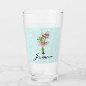 Verre Fleur rose Fée personnalisée (Dos)