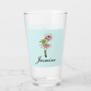 Verre Fleur rose Fée personnalisée