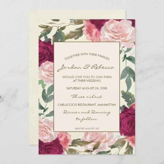 Verre fleuri bourguignon mariage ou invitation à l (Devant / Derrière)