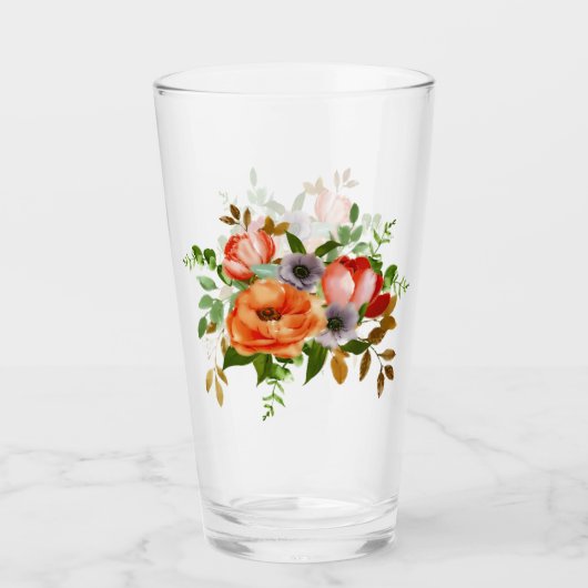 Verre Fleurs aquarelles douces (Devant)
