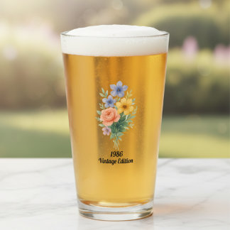 Verre Fleurs Aquarelles Vibrantes 40e Anniversaire