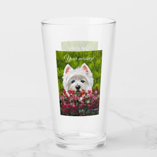 Verre Fleurs blanches et roses (Devant)