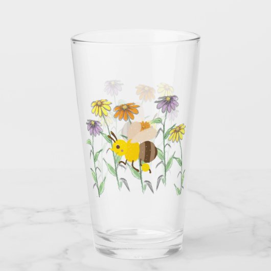 Verre Fleurs Cosmos De Printemps D'Abeille De Miel (Devant)