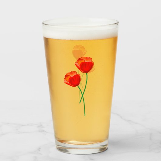Verre Fleurs de coquelicot rouges (Devant (rempli))