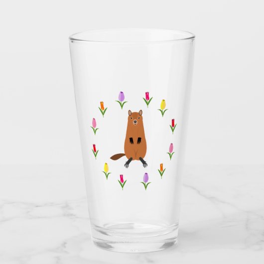 Verre Fleurs de marmotte et de tulipe mignonnes (Devant)