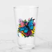 Verre Fleurs de papillon bleu Dragon (Devant)