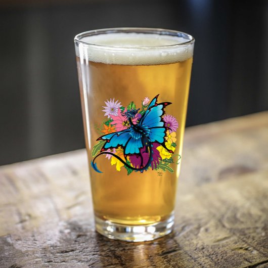 Verre Fleurs de papillon bleu Dragon