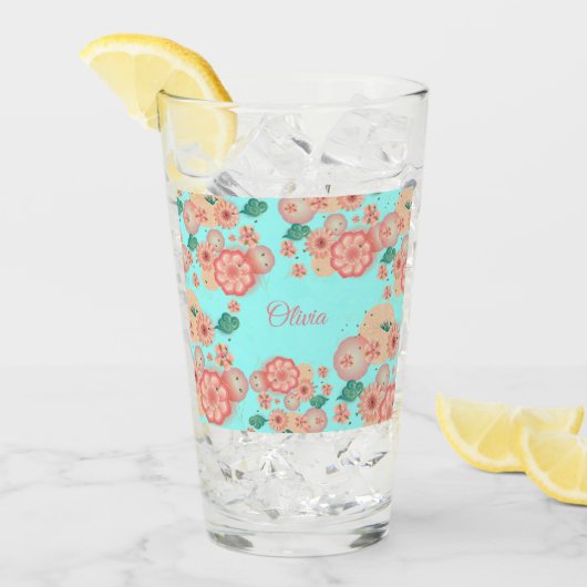 Verre Fleurs de Pêche Printemps Jardin Décoration Floral (Devant glace)
