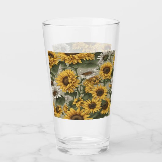 Verre Fleurs de soleil marguerites #2 (Devant)