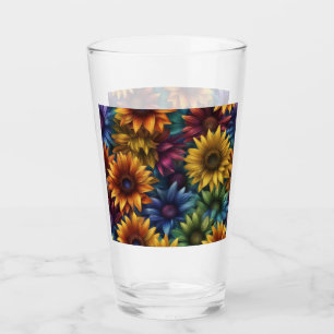 Verre Fleurs de soleil multicolores #4