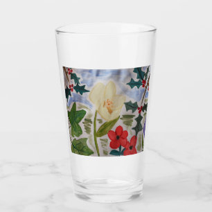 Verre Fleurs d'hiver et houx