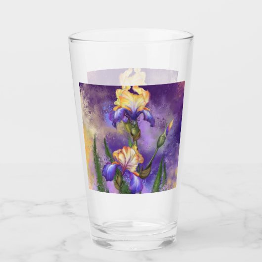 Verre Fleurs Iris Violet - Peinture (Devant)