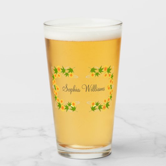 Verre Fleurs japonaises orange (Devant (rempli))