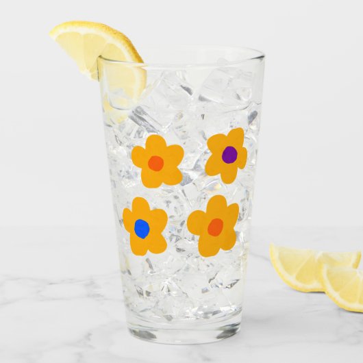 Verre Fleurs jaunes d'automne (Devant glace)