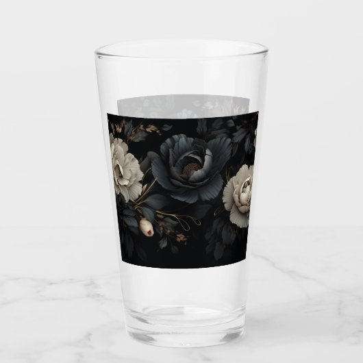 Verre Fleurs noires et blanches (Devant)